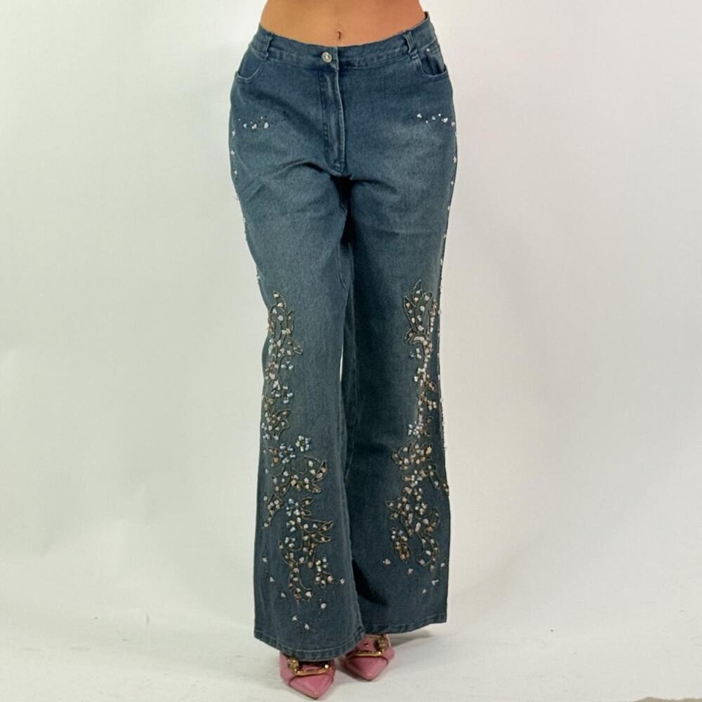 Beaded Blue Jeans XL